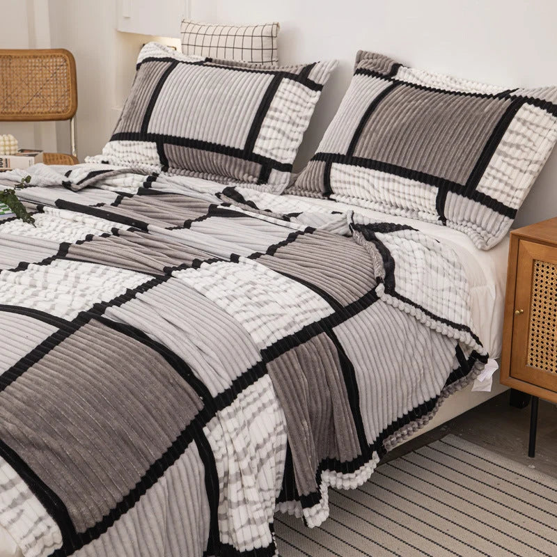 Duvet Cover Set Microfiber Geometric Machine Washable