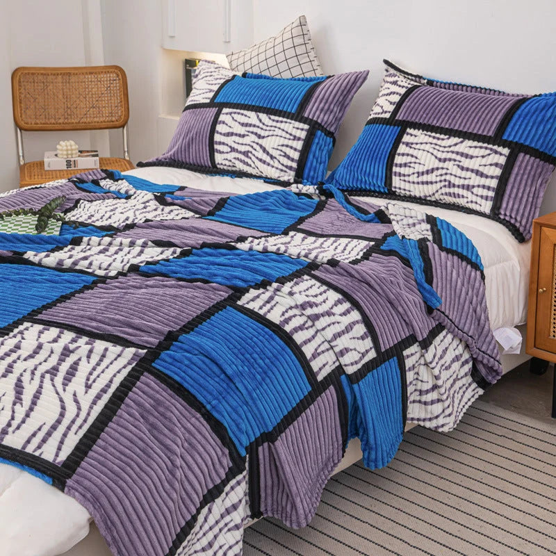 Duvet Cover Set Microfiber Geometric Machine Washable