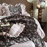 Duvet Cover Set Microfiber Velvet 4-Piece Ruffled Flounce