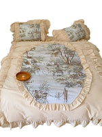 Duvet Cover Set Muslin-Look Cotton Blend Ruffled Edges