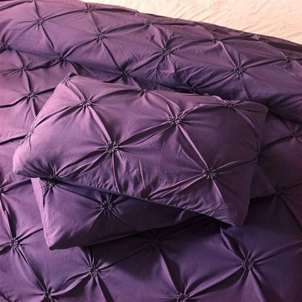 Duvet Cover Set Pinch Pleat Breathable Microfiber Three Piece
