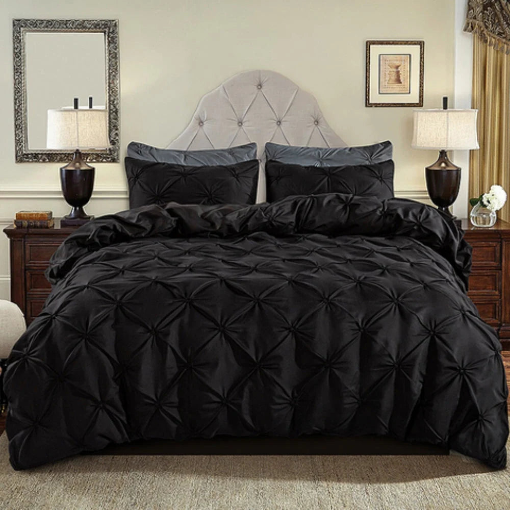 Duvet Cover Set Pinch Pleat Breathable Microfiber Three Piece