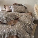 Duvet Cover Set Quilted Ruffle Floral Set of 4