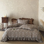 Duvet Cover Set Quilted Ruffle Floral Set of 4
