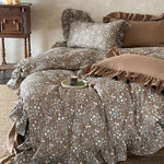 Duvet Cover Set Quilted Ruffle Floral Set of 4