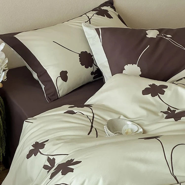 Duvet Cover Set Reversible Cotton Satin Floral Print