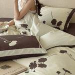 Duvet Cover Set Reversible Cotton Satin Floral Print