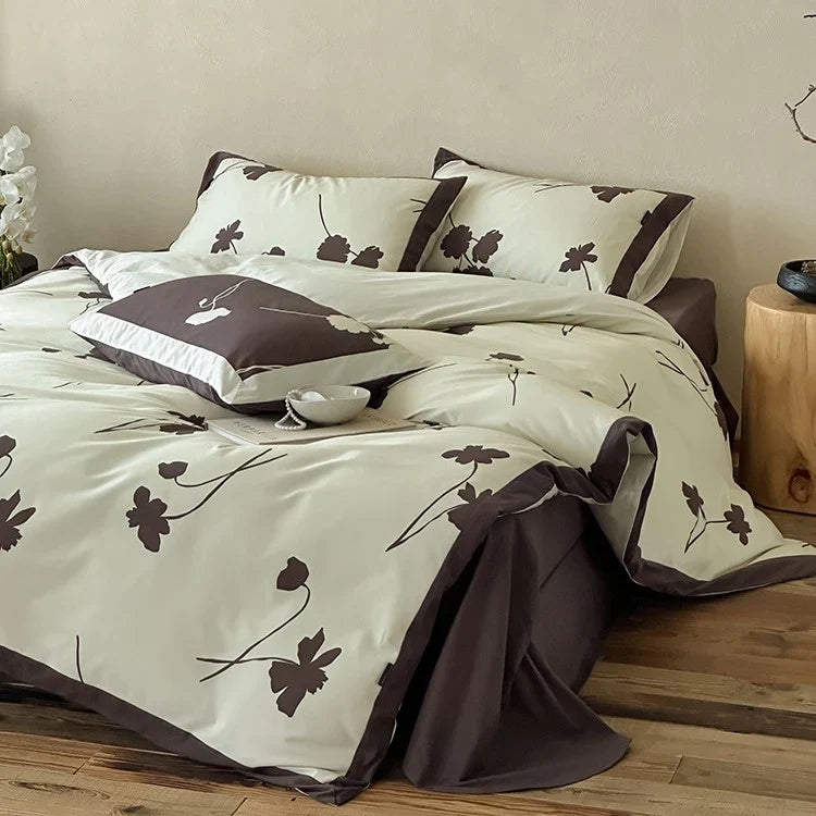 Duvet Cover Set Reversible Cotton Satin Floral Print