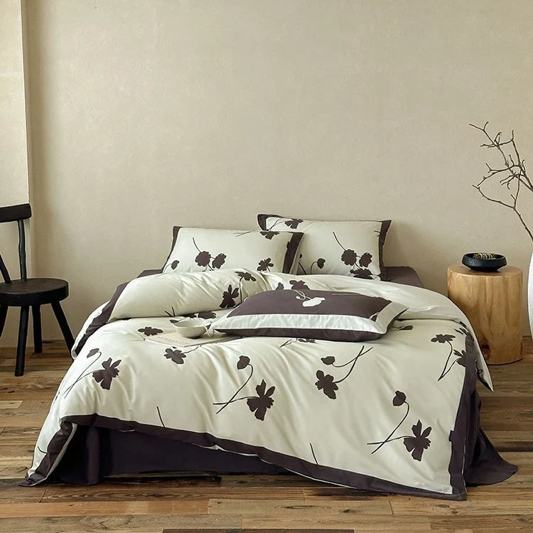 Duvet Cover Set Reversible Cotton Satin Floral Print
