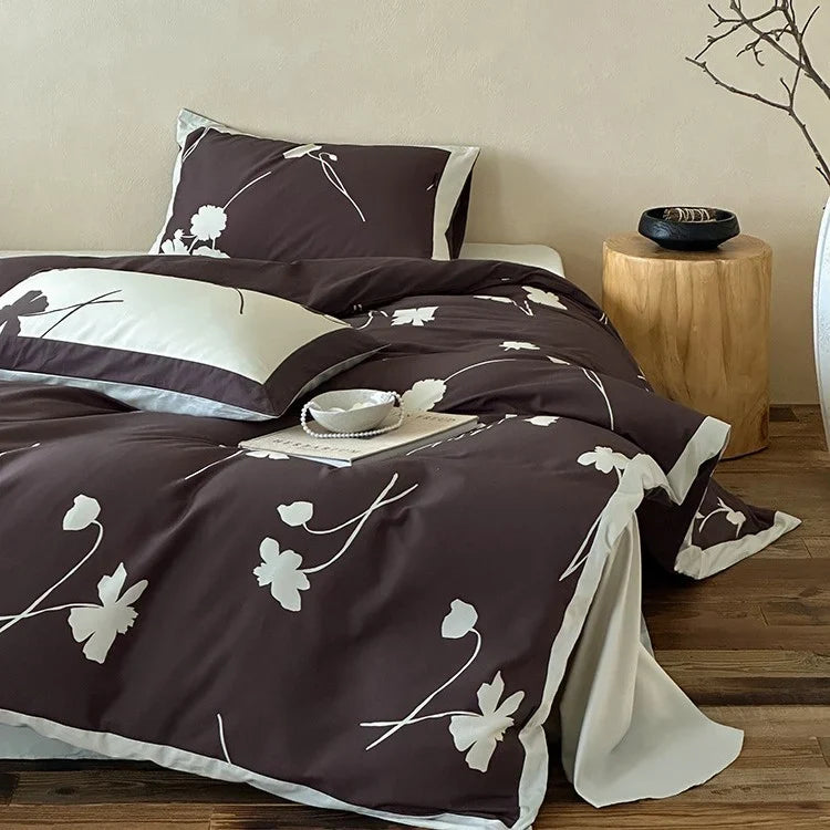 Duvet Cover Set Reversible Cotton Satin Floral Print
