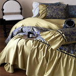Duvet Cover Set Reversible Floral Jacquard & Velvet Piping