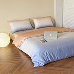 Duvet Cover Set Reversible Ombre Cotton Satin Wrinkle-Resistant