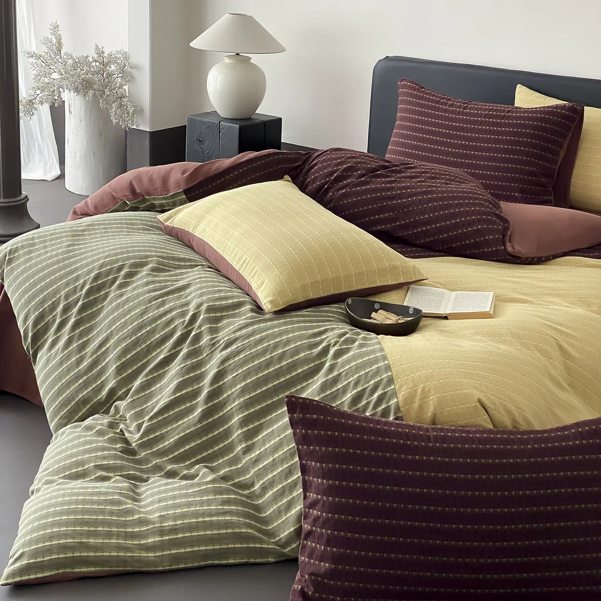 Duvet Cover Set Reversible Quilted Breathable Cotton Jersey