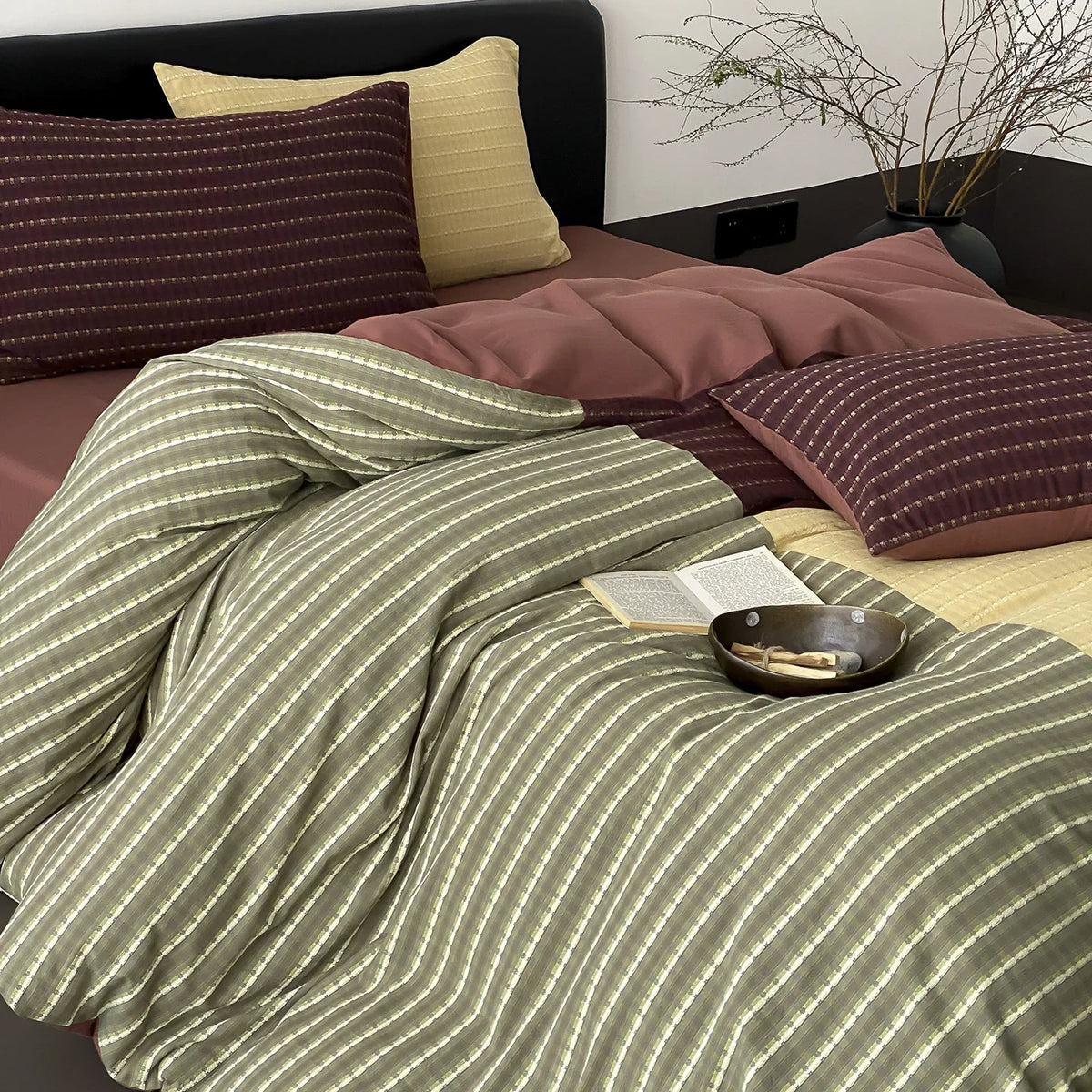 Duvet Cover Set Reversible Quilted Breathable Cotton Jersey