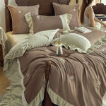 Duvet Cover Set Reversible Velvet Microfiber Rose Embroidery