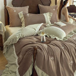 Duvet Cover Set Reversible Velvet Microfiber Rose Embroidery