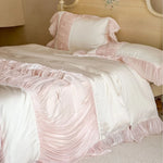 Duvet Cover Set Ruffle & Pleat Pearl Accents