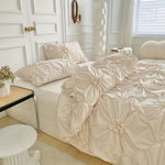 Duvet Cover Set Ruffled Floral Microfiber Zipper Closure