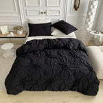 Duvet Cover Set Ruffled Floral Microfiber Zipper Closure
