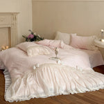 Duvet Cover Set Ruffled Lace Trim Machine Washable