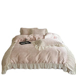 Duvet Cover Set Satin Damask Ruffled Edges