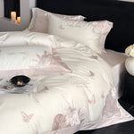 Duvet Cover Set Satin Embroidered Rose & Butterfly