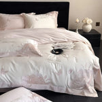 Duvet Cover Set Satin Embroidered Rose & Butterfly