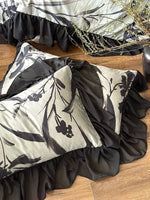 Duvet Cover Set Satin-Finish Large Floral & Chiffon Ruffles