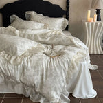 Duvet Cover Set Satin Jacquard Floral Relief 4-Piece
