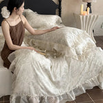 Duvet Cover Set Satin Jacquard Floral Relief 4-Piece