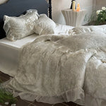 Duvet Cover Set Satin Jacquard Floral Relief 4-Piece