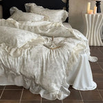 Duvet Cover Set Satin Jacquard Floral Relief 4-Piece