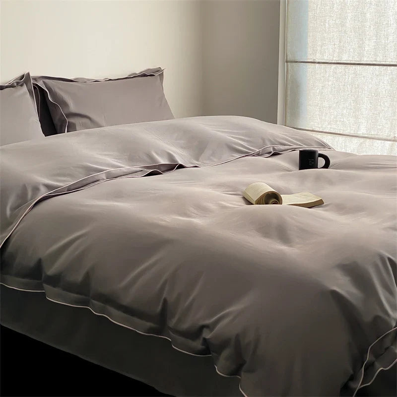 Duvet Cover Set Satin Microfiber Allergy-Resistant 4-Piece
