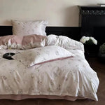 Duvet Cover Set Satin Rose Print Four-Piece