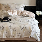 Duvet Cover Set Satin Rose Print Four-Piece