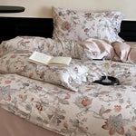 Duvet Cover Set Satin Rose Print Four-Piece