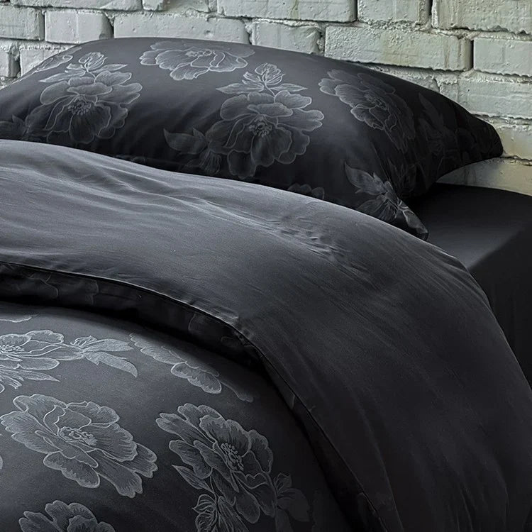 Duvet Cover Set Satin Tone-On-Tone Jacquard & Temperature-Regulating