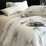 Duvet Cover Set Silky Cotton Satin Leaf Print