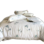 Duvet Cover Set Silky Cotton Satin Leaf Print