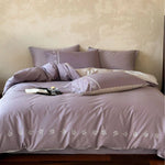 Duvet Cover Set Silky Mako Satin Leaf Embroidery