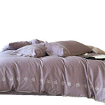 Duvet Cover Set Silky Mako Satin Leaf Embroidery