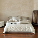 Duvet Cover Set Silky Mako Satin Leaf Embroidery