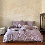 Duvet Cover Set Silky Mako Satin Leaf Embroidery