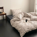 Duvet Cover Set Silky-Matte Cotton Satin Ruffled Trim