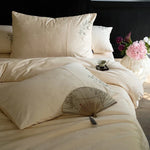 Duvet Cover Set Silky Satin Floral Embroidery