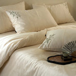 Duvet Cover Set Silky Satin Floral Embroidery