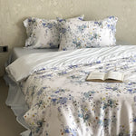Duvet Cover Set Silky Satin Floral Watercolor Machine Washable