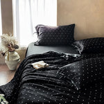 Duvet Cover Set Silky Satin Polka Dot Concealed Zipper