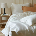 Duvet Cover Set Stonewashed Linen Fringed Edge 4-Piece Set