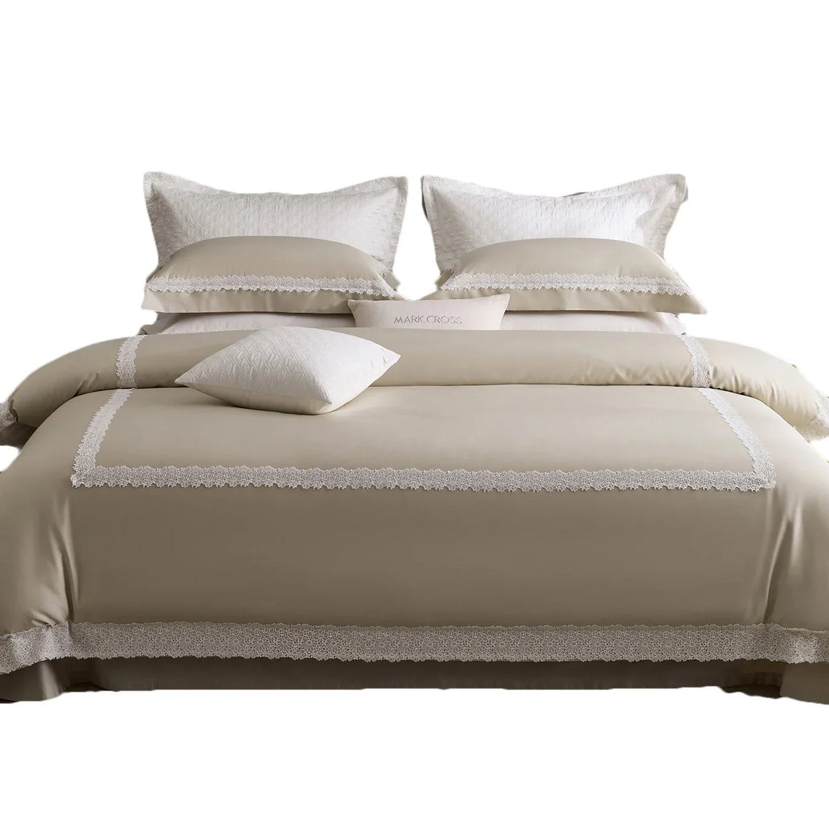 Duvet Cover Set Temperature-Regulating Cotton Satin Lace Trim